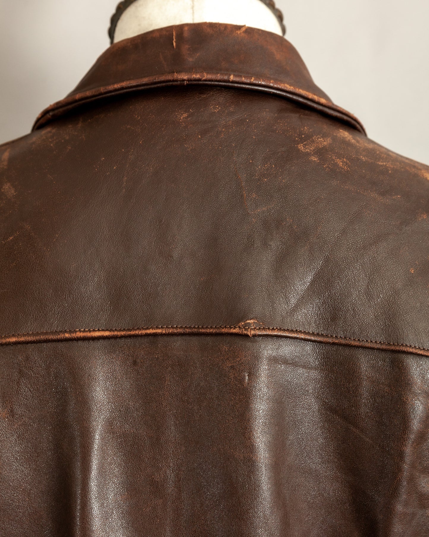 Vintage 1940s French Horsehide Leather Car Coat Large (44S)