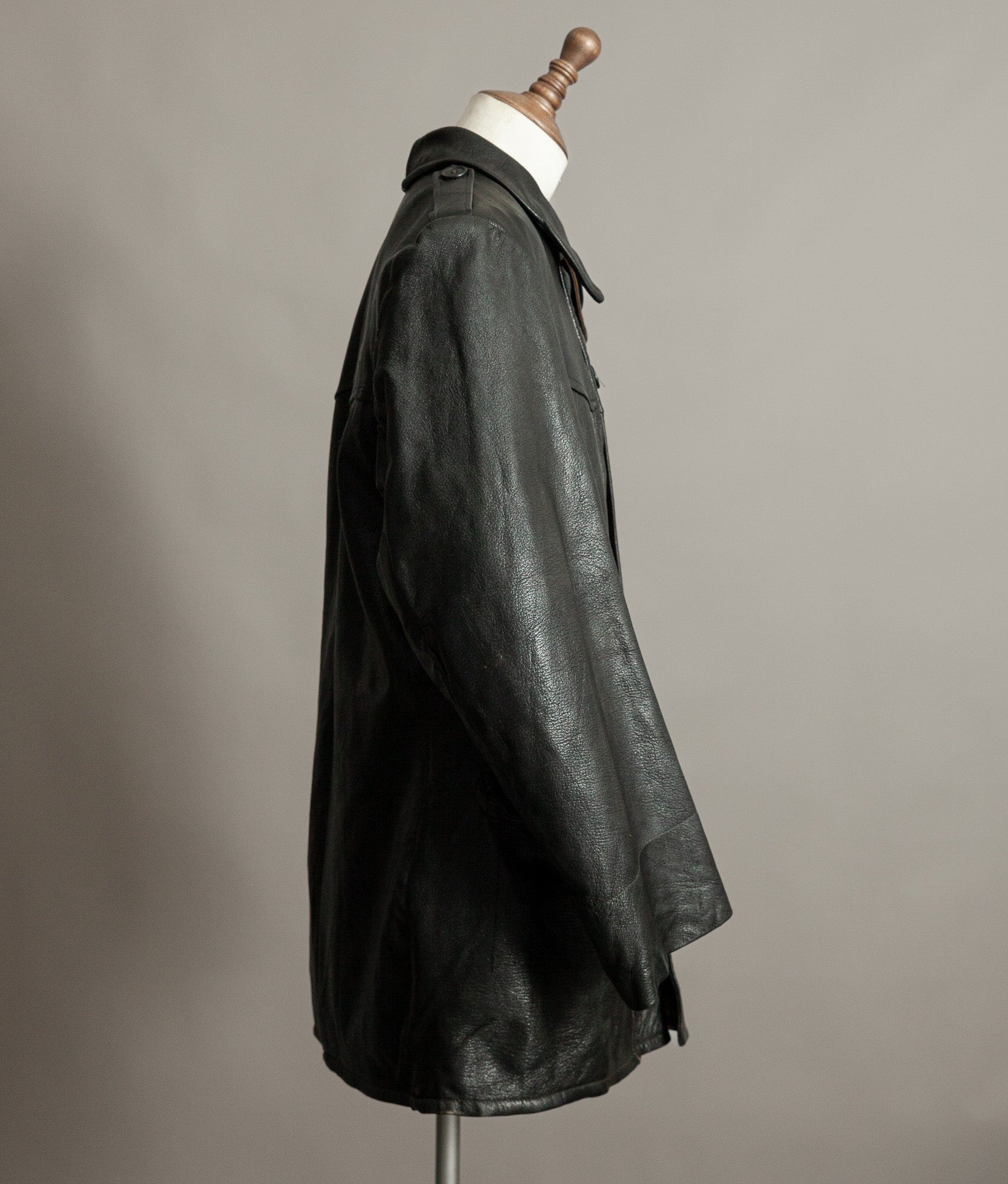Vintage 1940s Swedish Military Leather Motor Coat Motorkavaj m/1915