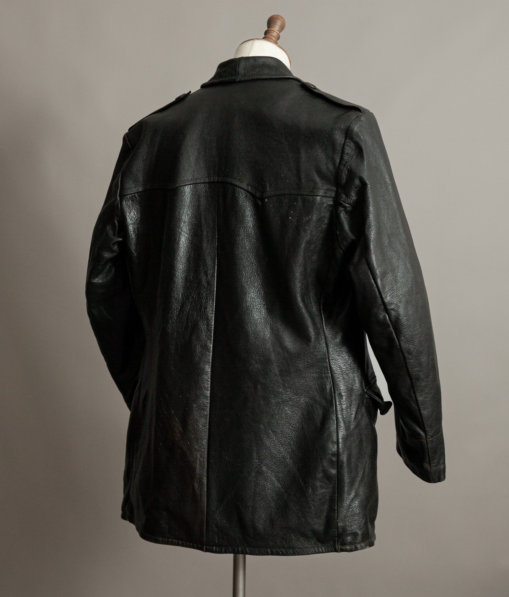 Vintage 1940s Swedish Military Leather Motor Coat Motorkavaj m/1915