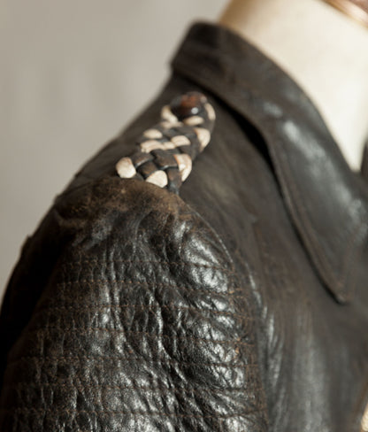 Original 1950s Swiss Leather Motorcycle Jacket, Riri & ZIPP Hardware