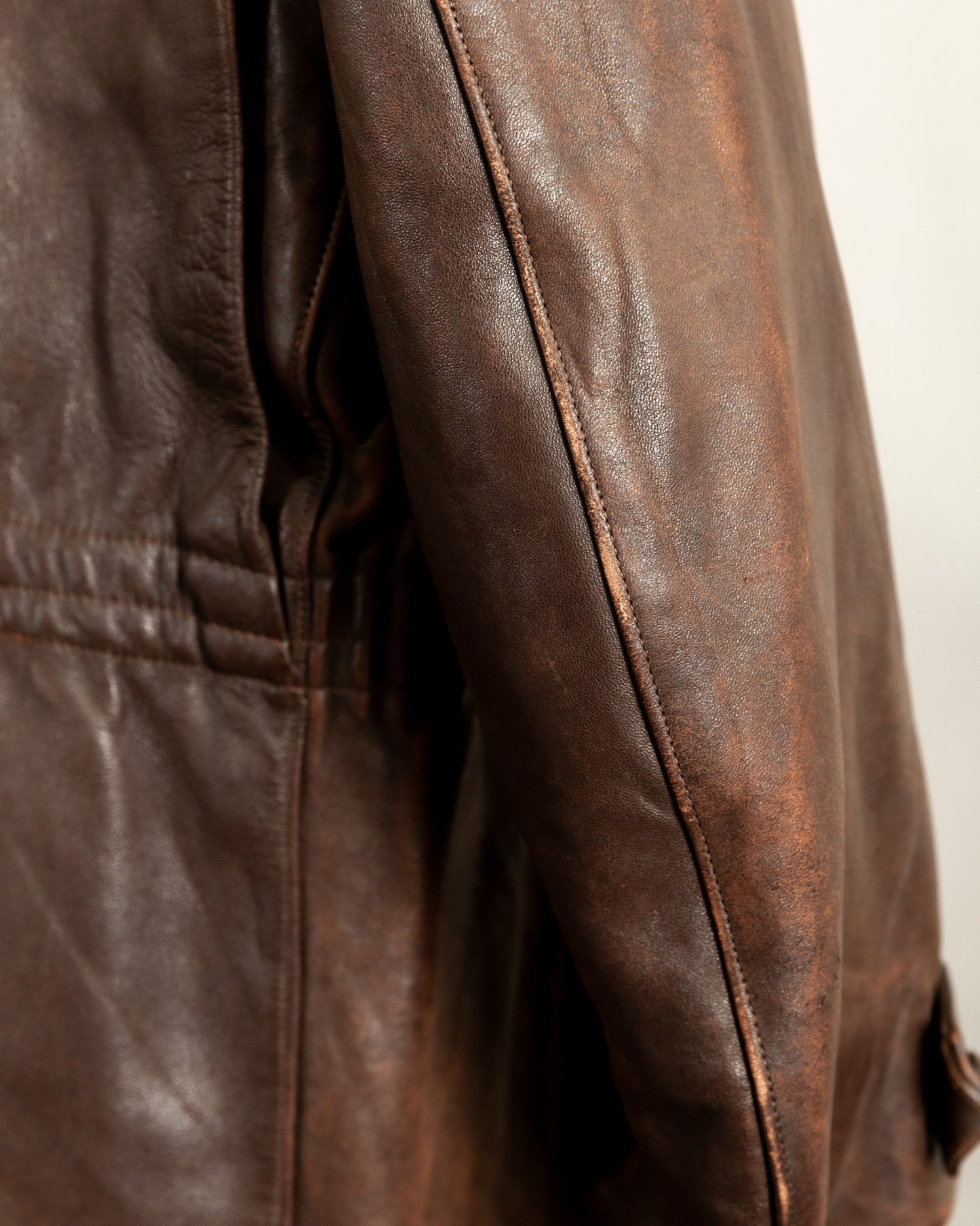 Vintage 1940s French Horsehide Leather Car Coat Large (44S)