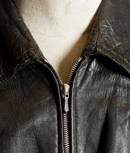 Original 1950s Swiss Leather Motorcycle Jacket, Riri & ZIPP Hardware