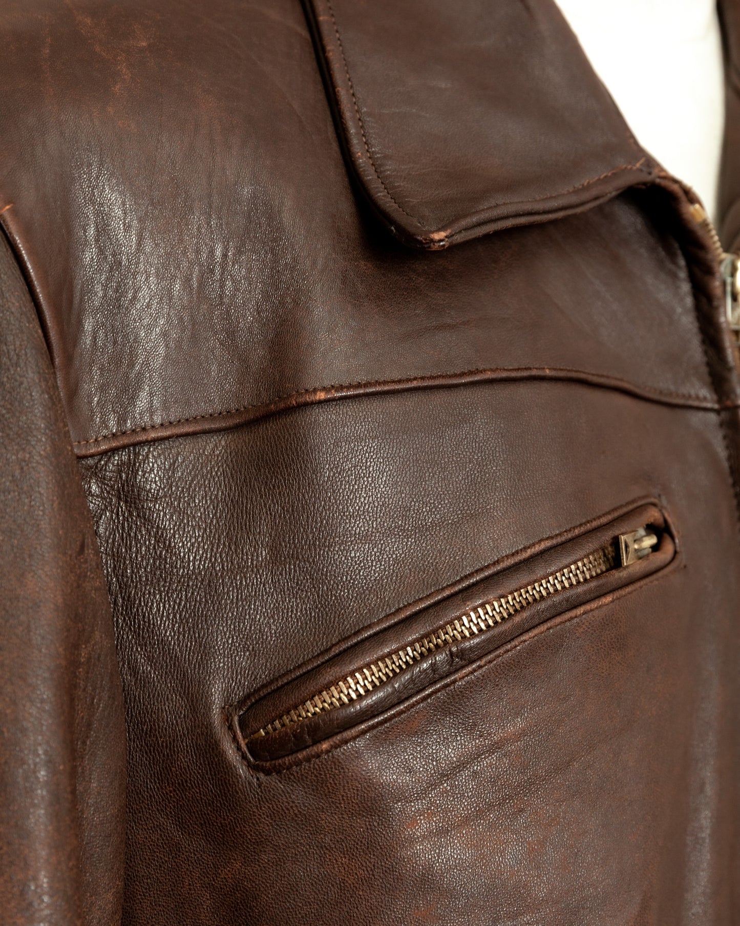 Vintage 1940s French Horsehide Leather Car Coat Large (44S)