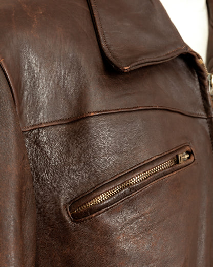 Vintage 1940s French Horsehide Leather Car Coat Large (44S)