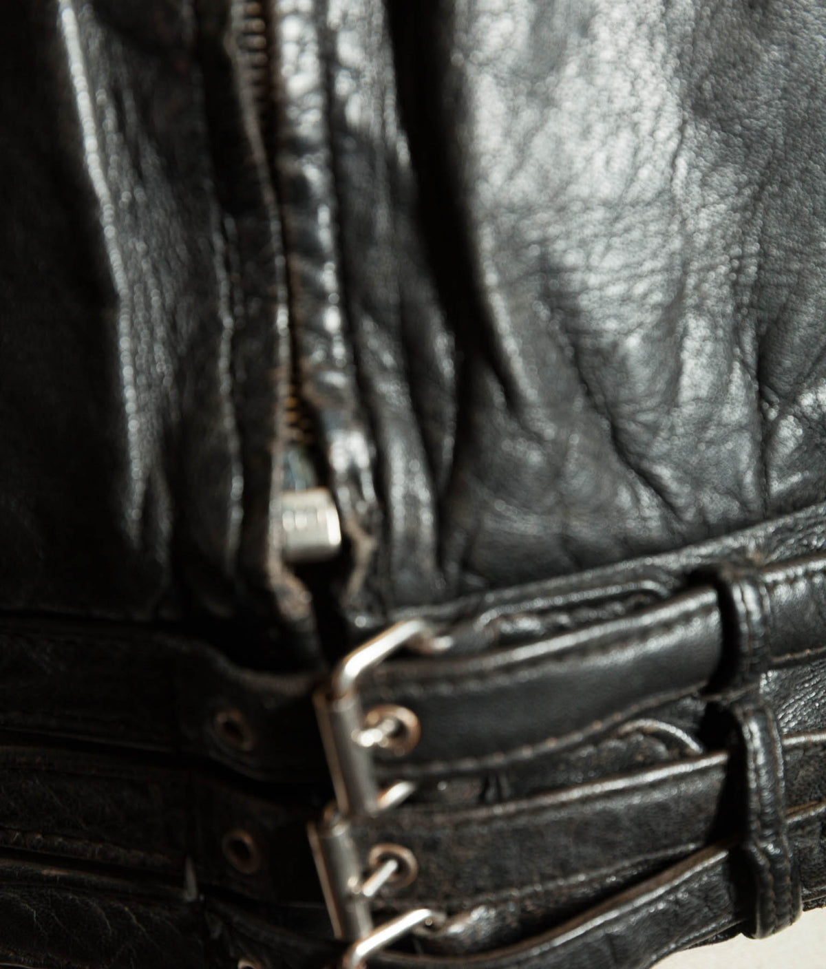 Original 1950s Swiss Leather Motorcycle Jacket, Riri & ZIPP Hardware