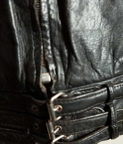 Original 1950s Swiss Leather Motorcycle Jacket, Riri & ZIPP Hardware