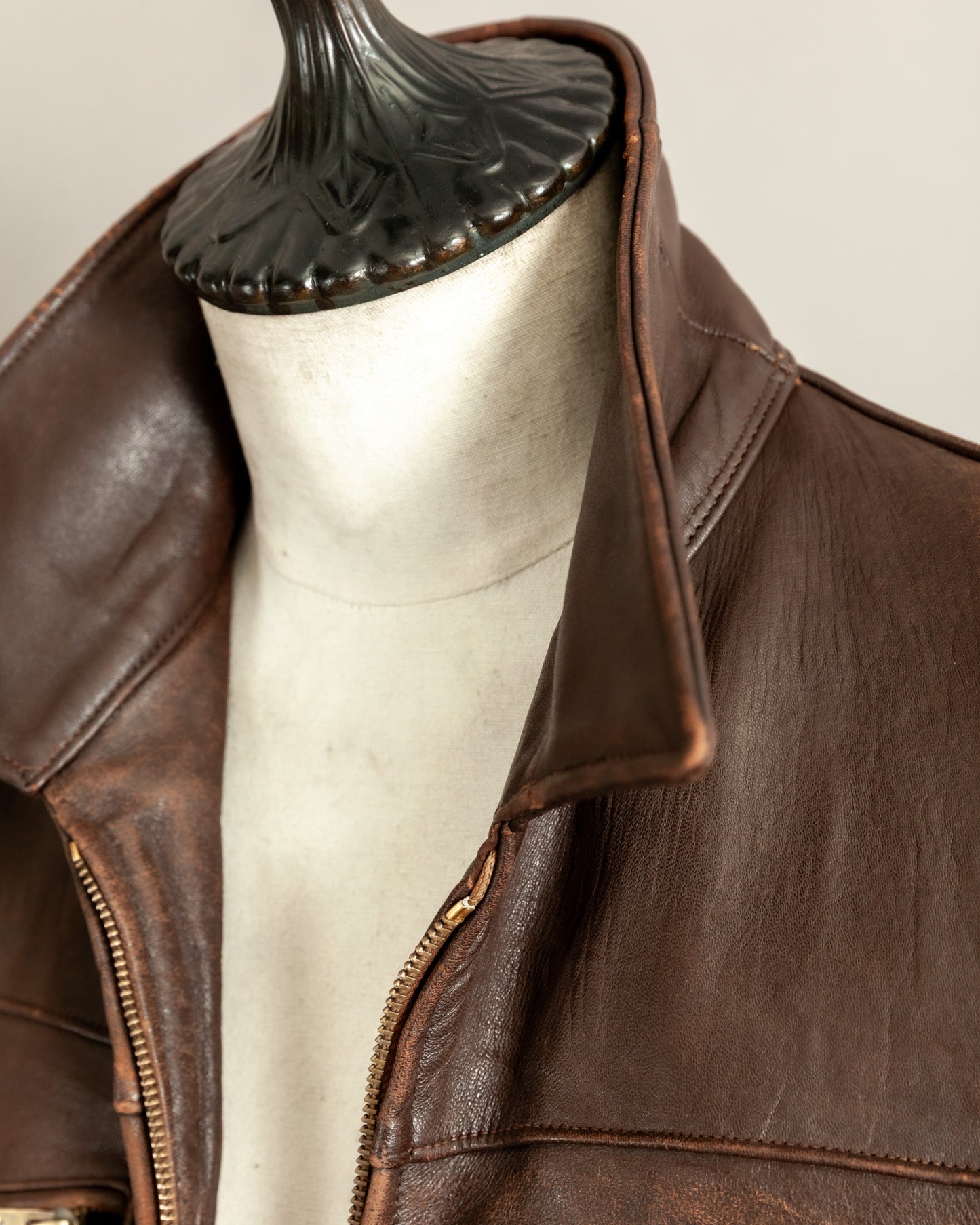 Vintage 1940s French Horsehide Leather Car Coat Large (44S)