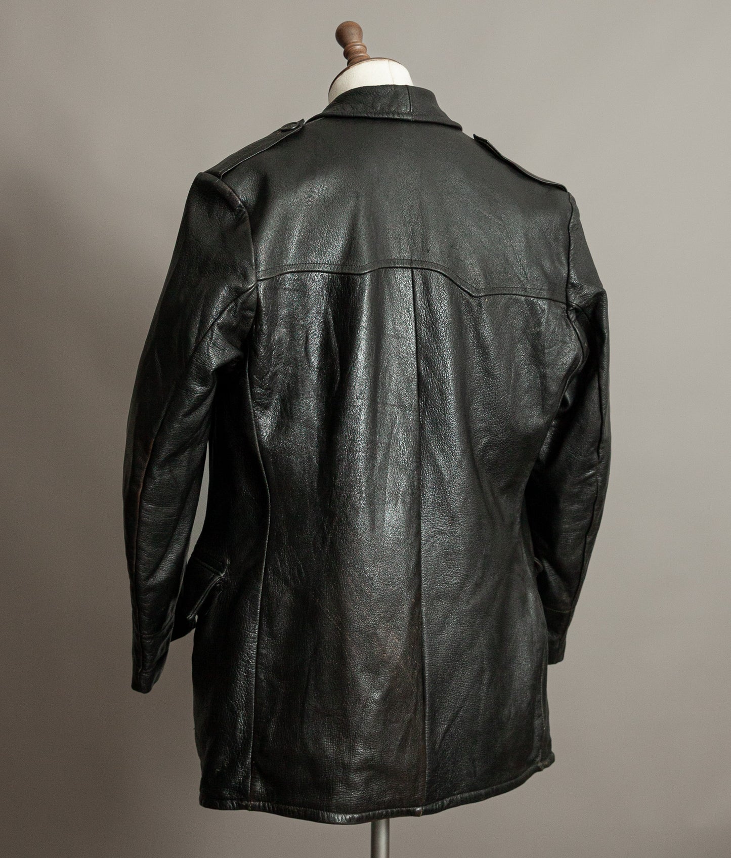 Vintage 1940s Swedish Military Leather Motor Coat Motorkavaj m/1915