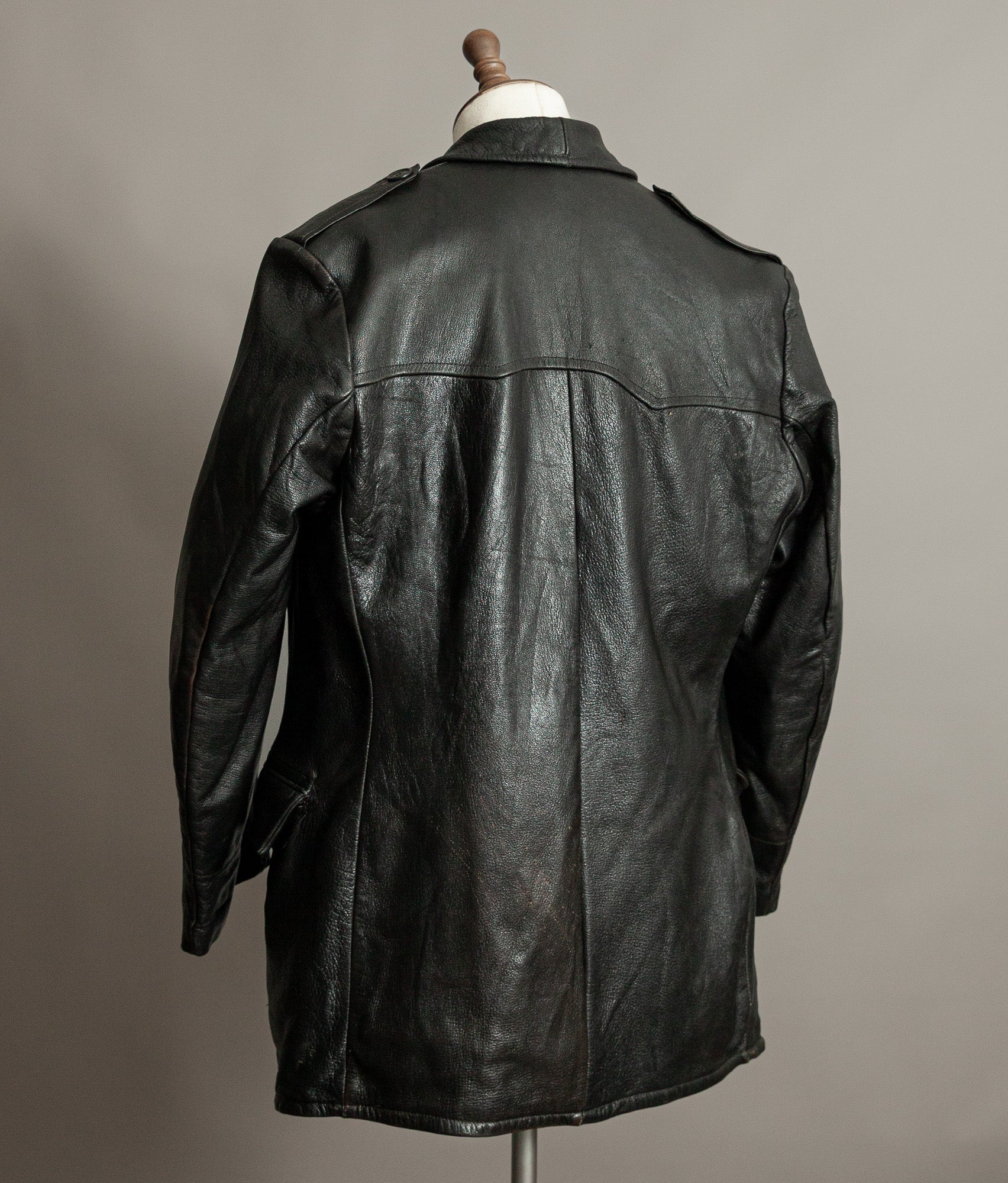 Vintage 1940s Swedish Military Leather Motor Coat Motorkavaj m/1915
