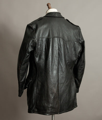 Vintage 1940s Swedish Military Leather Motor Coat Motorkavaj m/1915