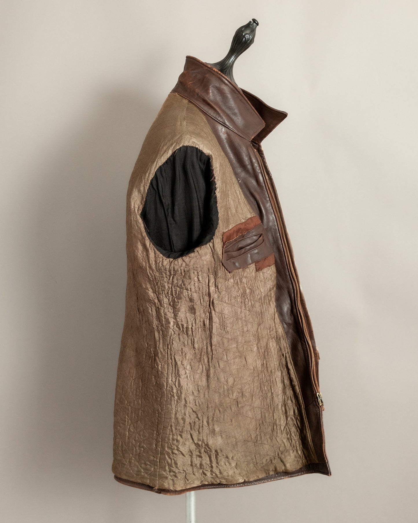 Vintage 1940s French Horsehide Leather Car Coat Large (44S)