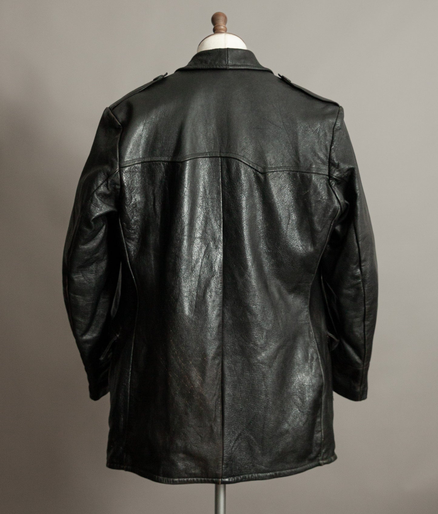 Vintage 1940s Swedish Military Leather Motor Coat Motorkavaj m/1915