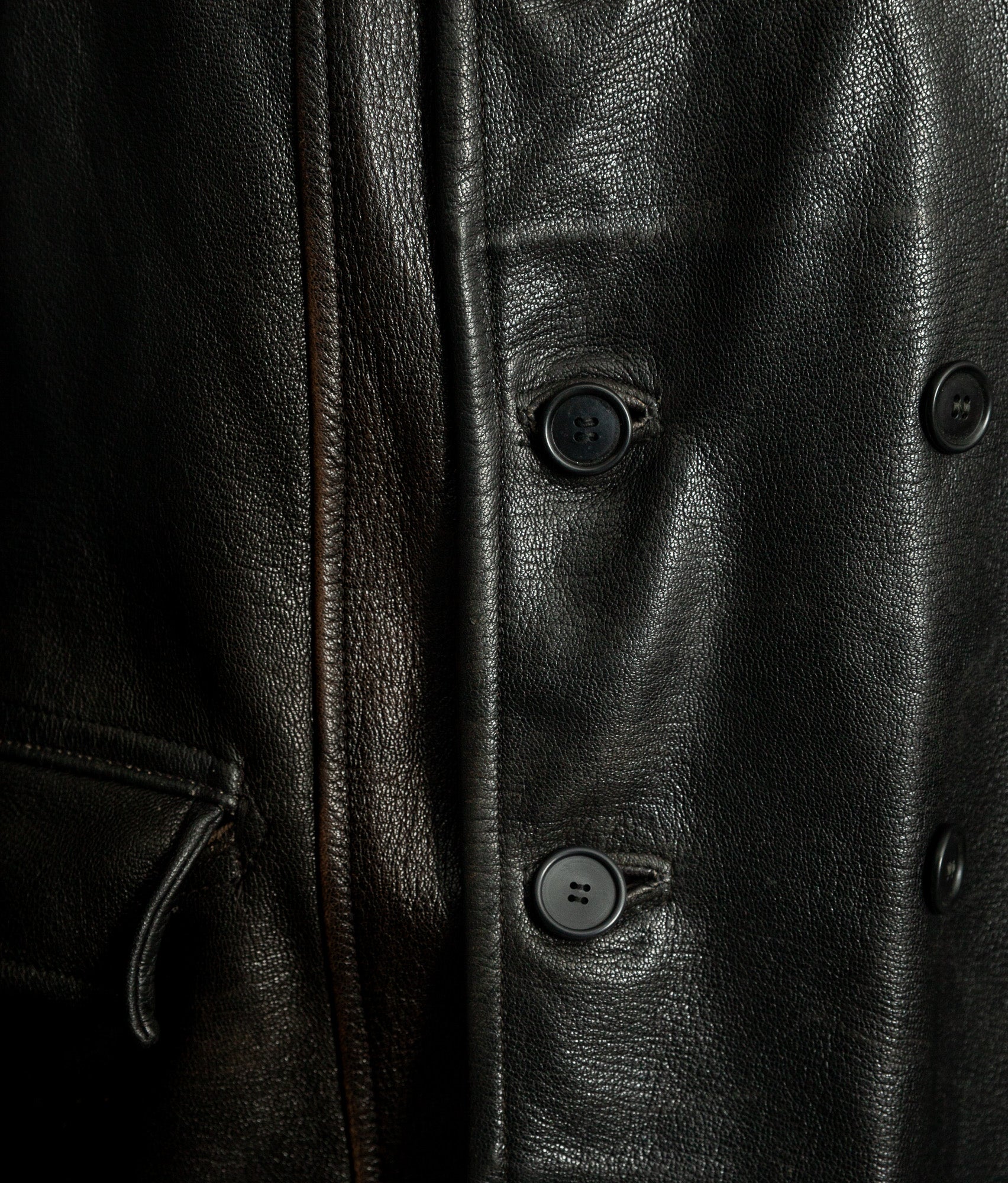 Vintage 1940s Swedish Military Leather Motor Coat Motorkavaj m/1915