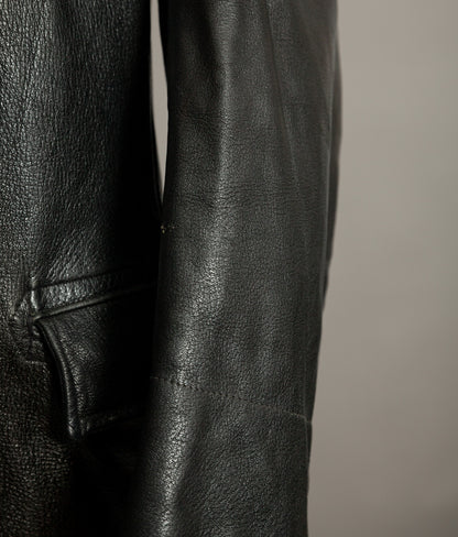 Vintage 1940s Swedish Military Leather Motor Coat Motorkavaj m/1915