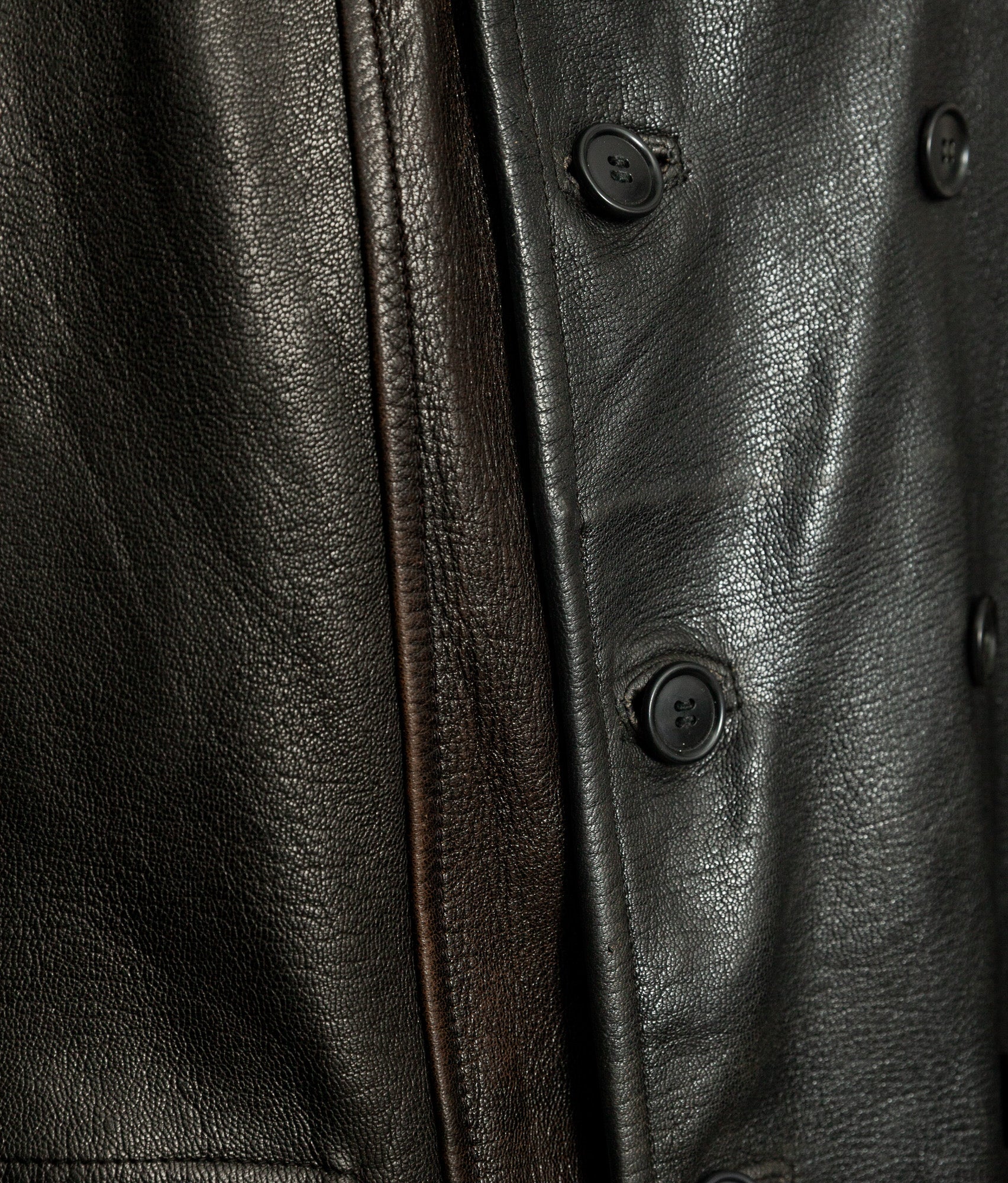 Vintage 1940s Swedish Military Leather Motor Coat Motorkavaj m/1915