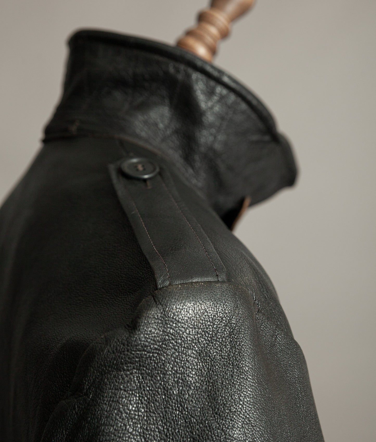 Vintage 1940s Swedish Military Leather Motor Coat Motorkavaj m/1915