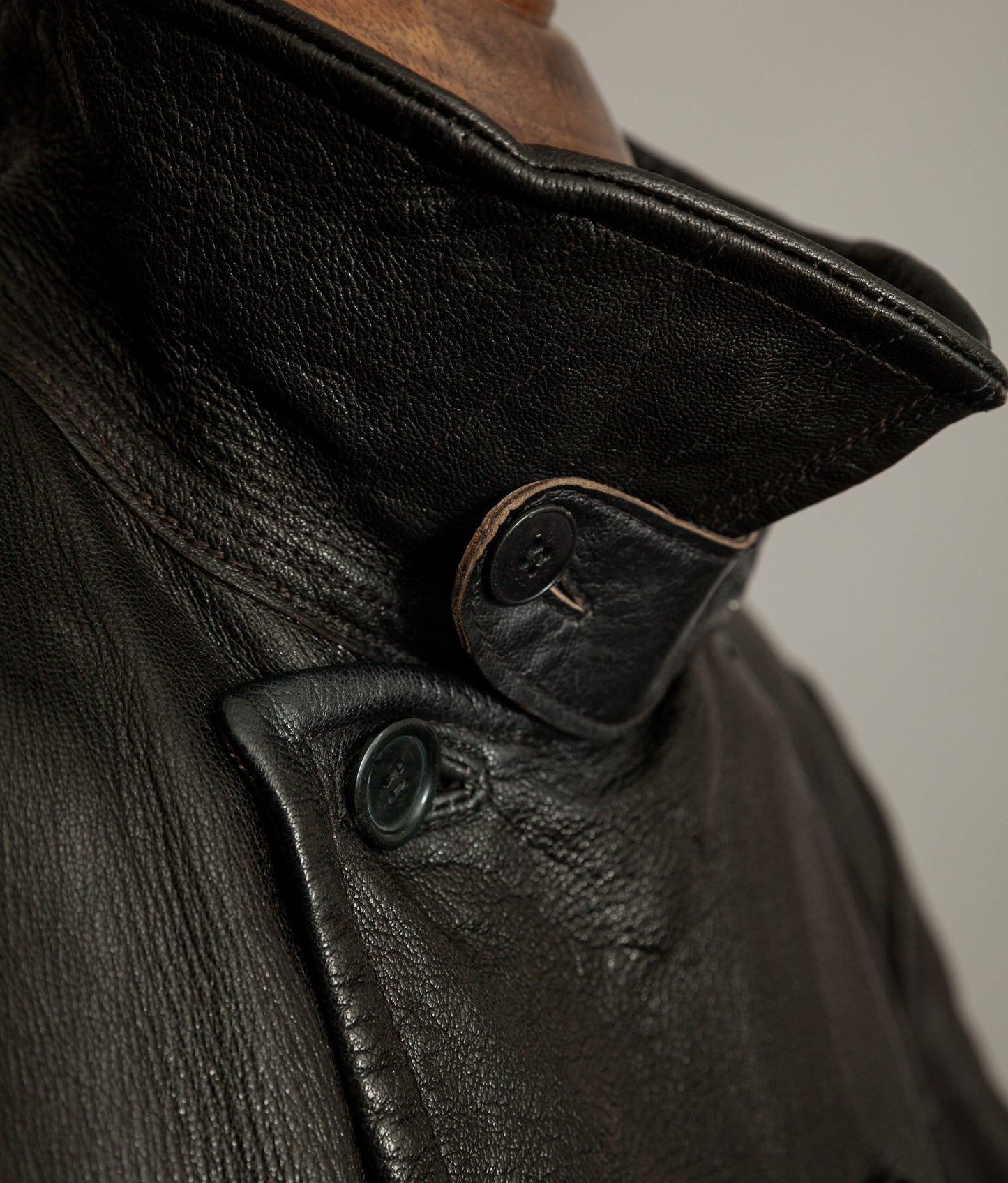 Vintage 1940s Swedish Military Leather Motor Coat Motorkavaj m/1915