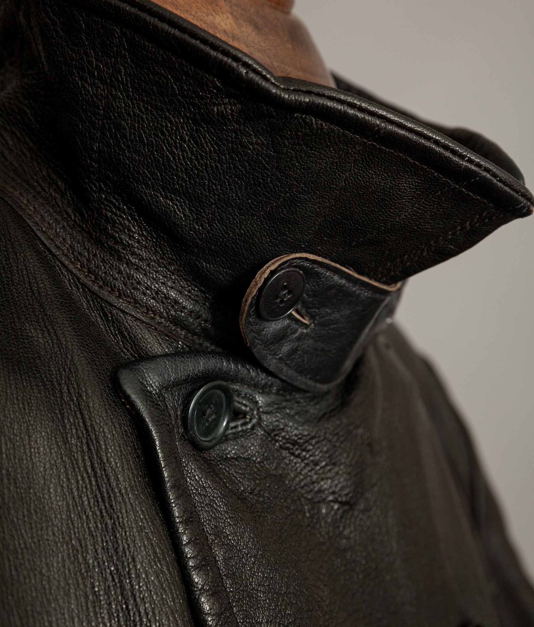 Vintage 1940s Swedish Military Leather Motor Coat Motorkavaj m/1915