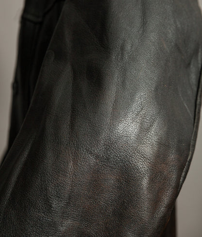 Vintage 1940s Swedish Military Leather Motor Coat Motorkavaj m/1915
