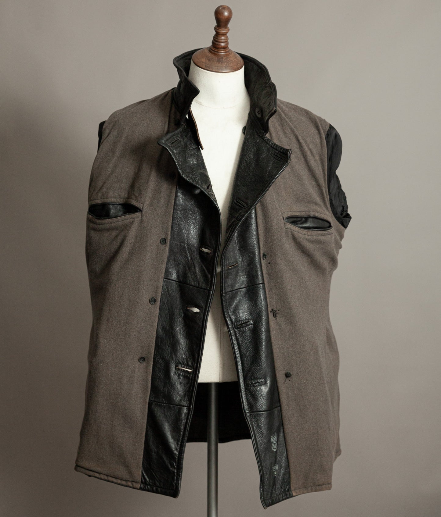 Vintage 1940s Swedish Military Leather Motor Coat Motorkavaj m/1915