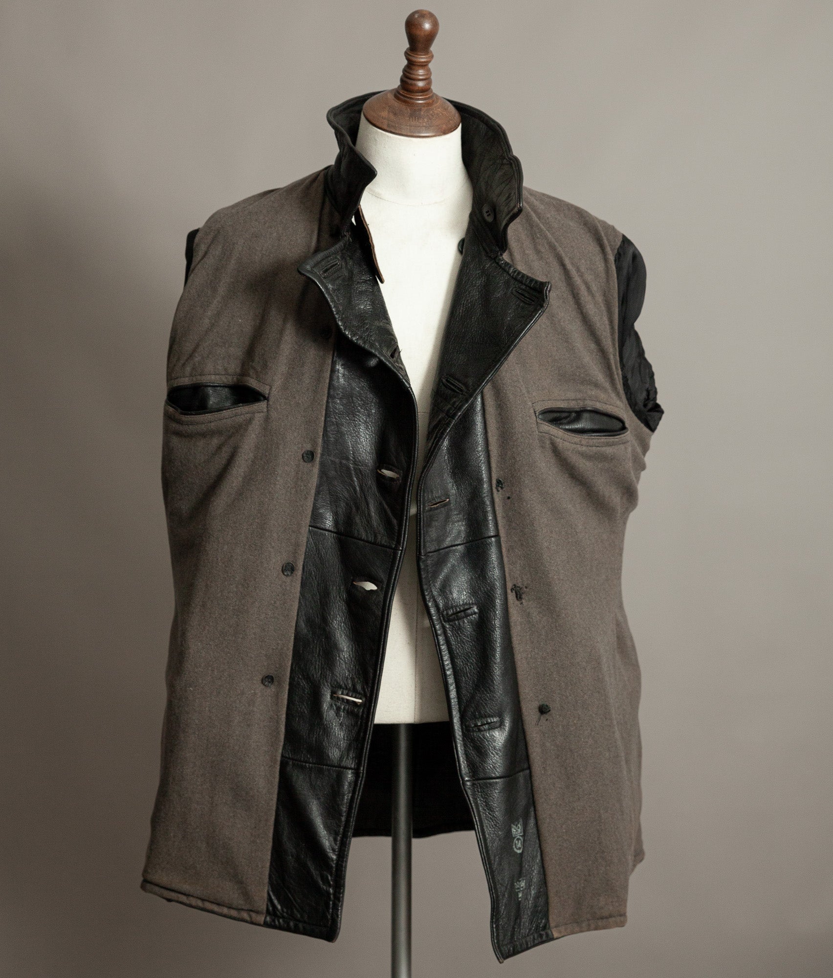 Vintage 1940s Swedish Military Leather Motor Coat Motorkavaj m/1915