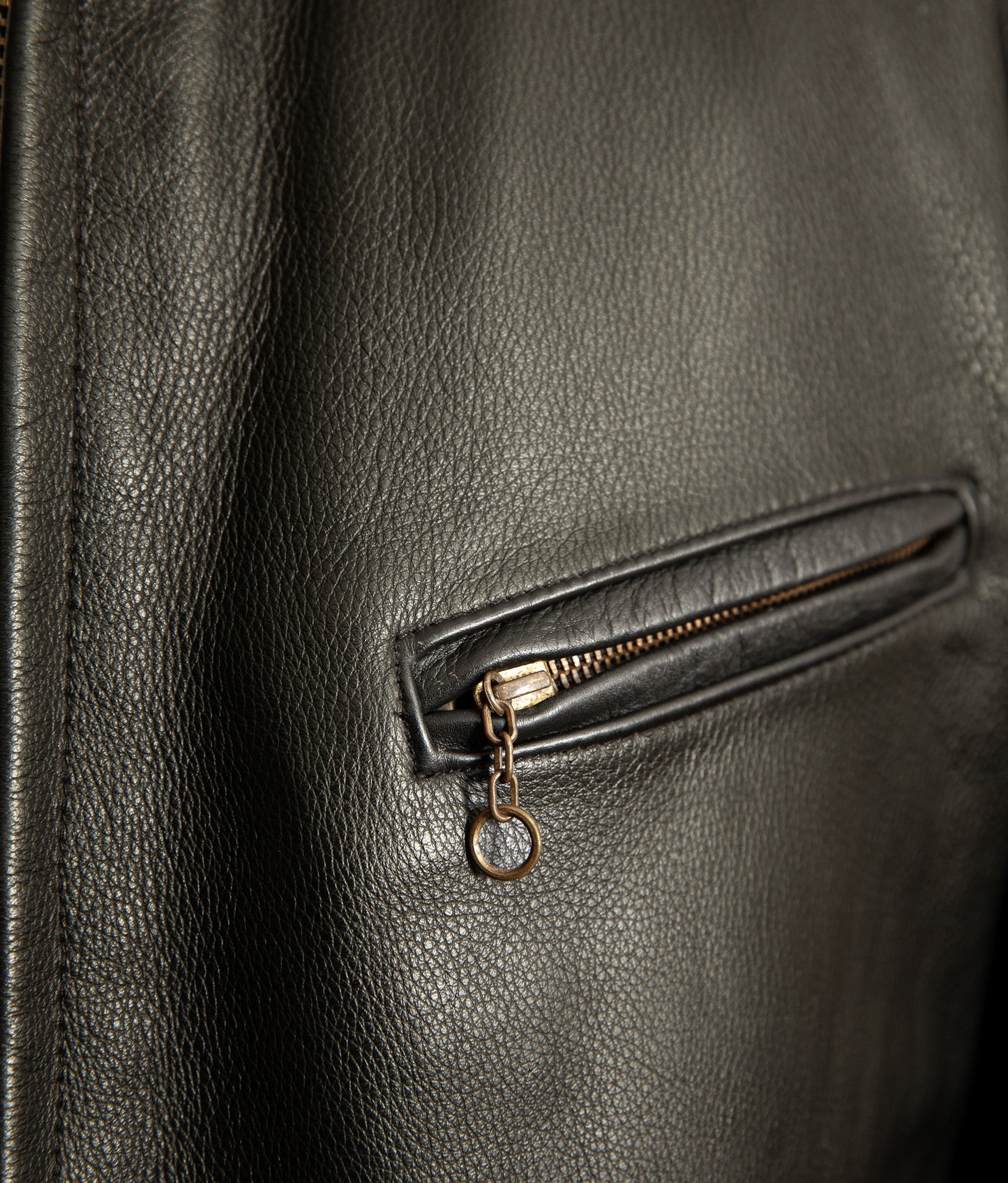 Vintage Schott 681 single rider jacket chest pocket detail