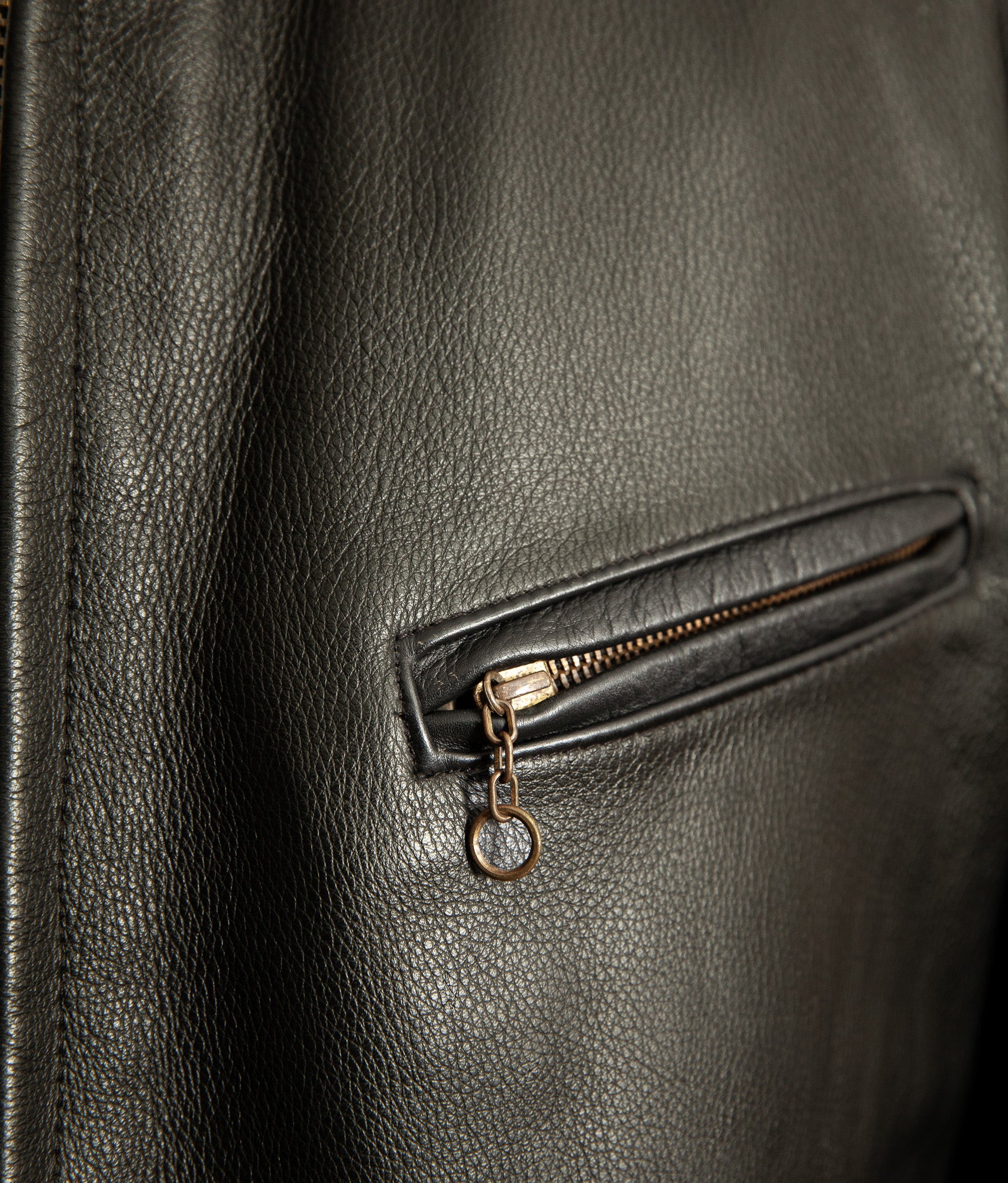 Vintage Schott 681 single rider jacket chest pocket detail