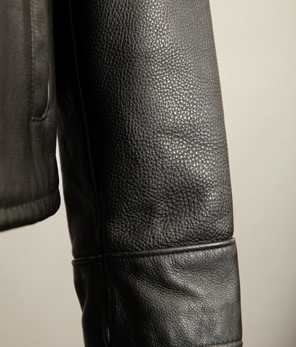 Vintage Schott 681 heavy cowhide leather grain detail