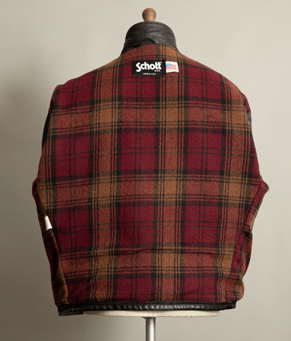 Vintage Schott 681 leather jacket plaid flannel lining interior