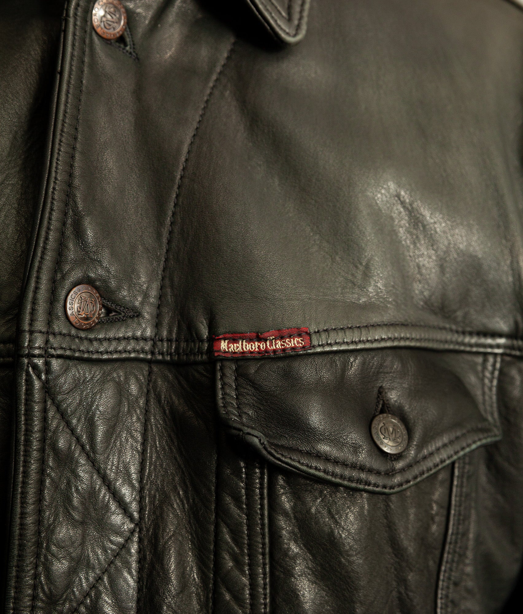 Vintage Marlboro Classics Leather Trucker Jacket 1980s
