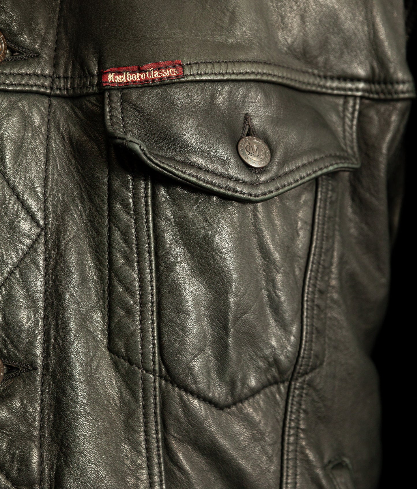 Vintage Marlboro Classics Leather Trucker Jacket 1980s