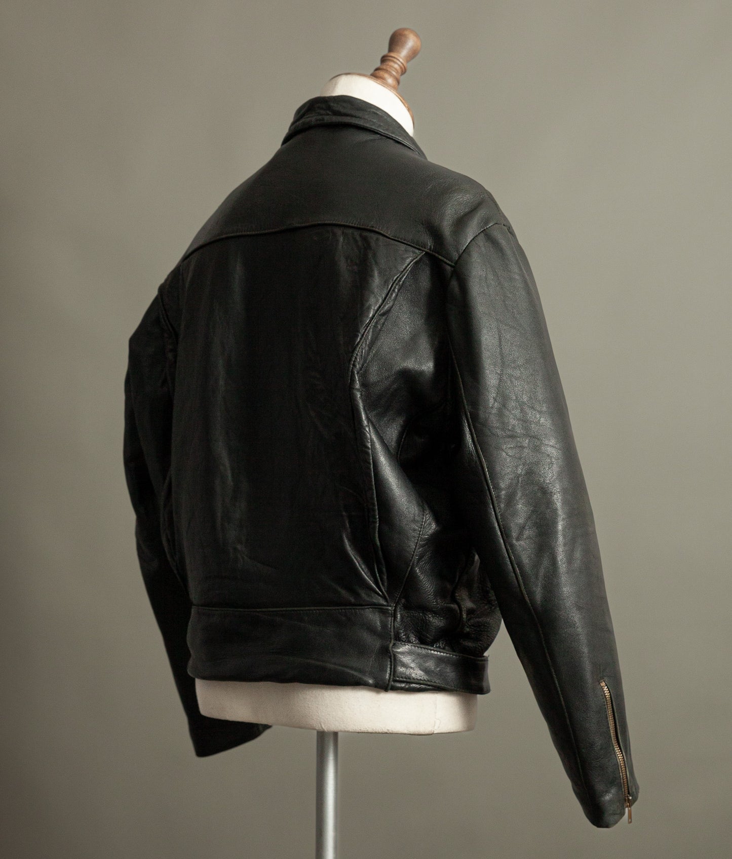 Vintage 1950s French Leather Motorcycle Jacket Éclair Zippers
