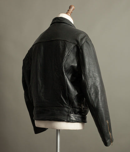 Vintage 1950s French Leather Motorcycle Jacket Éclair Zippers
