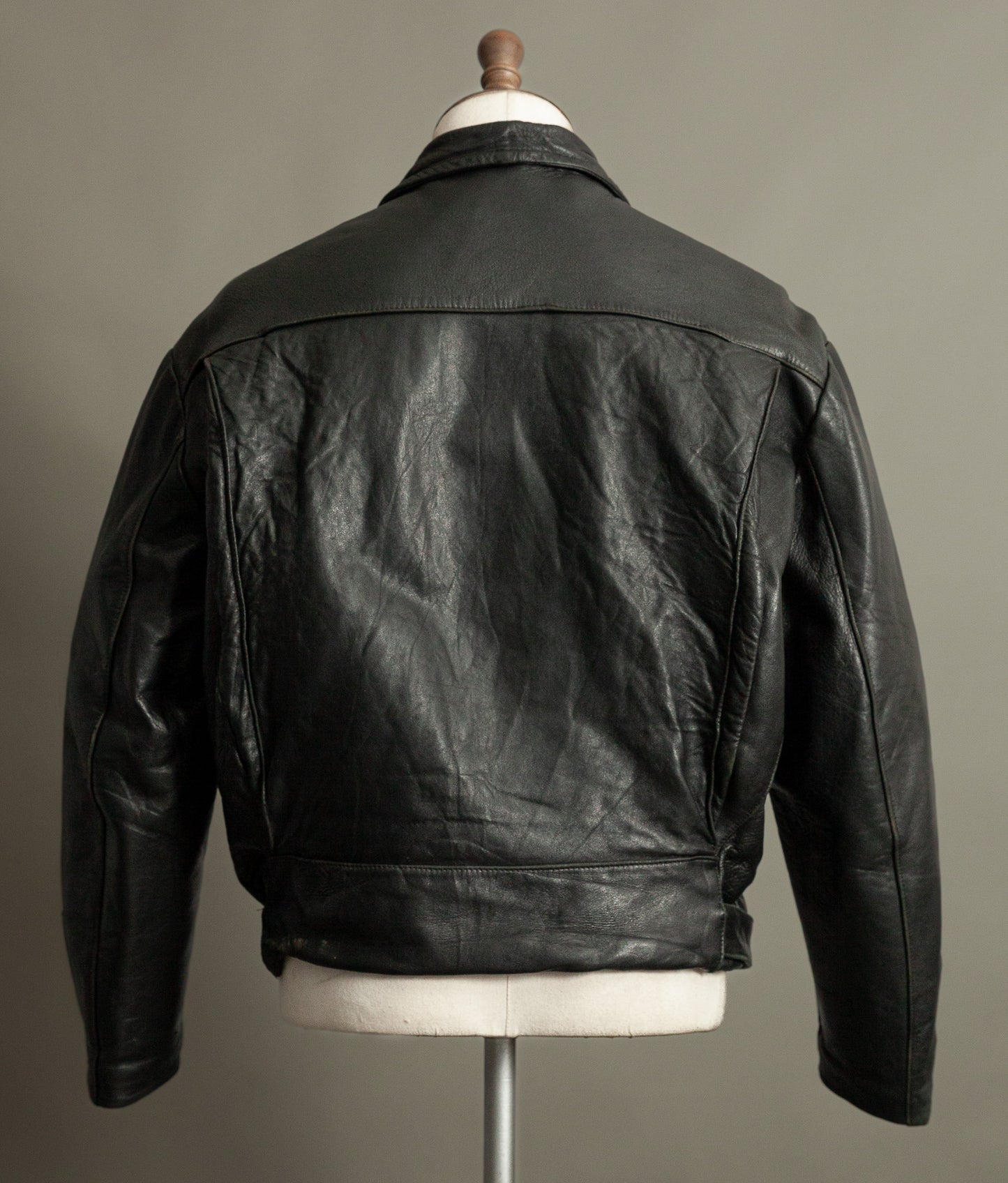 Vintage 1950s French Leather Motorcycle Jacket Éclair Zippers