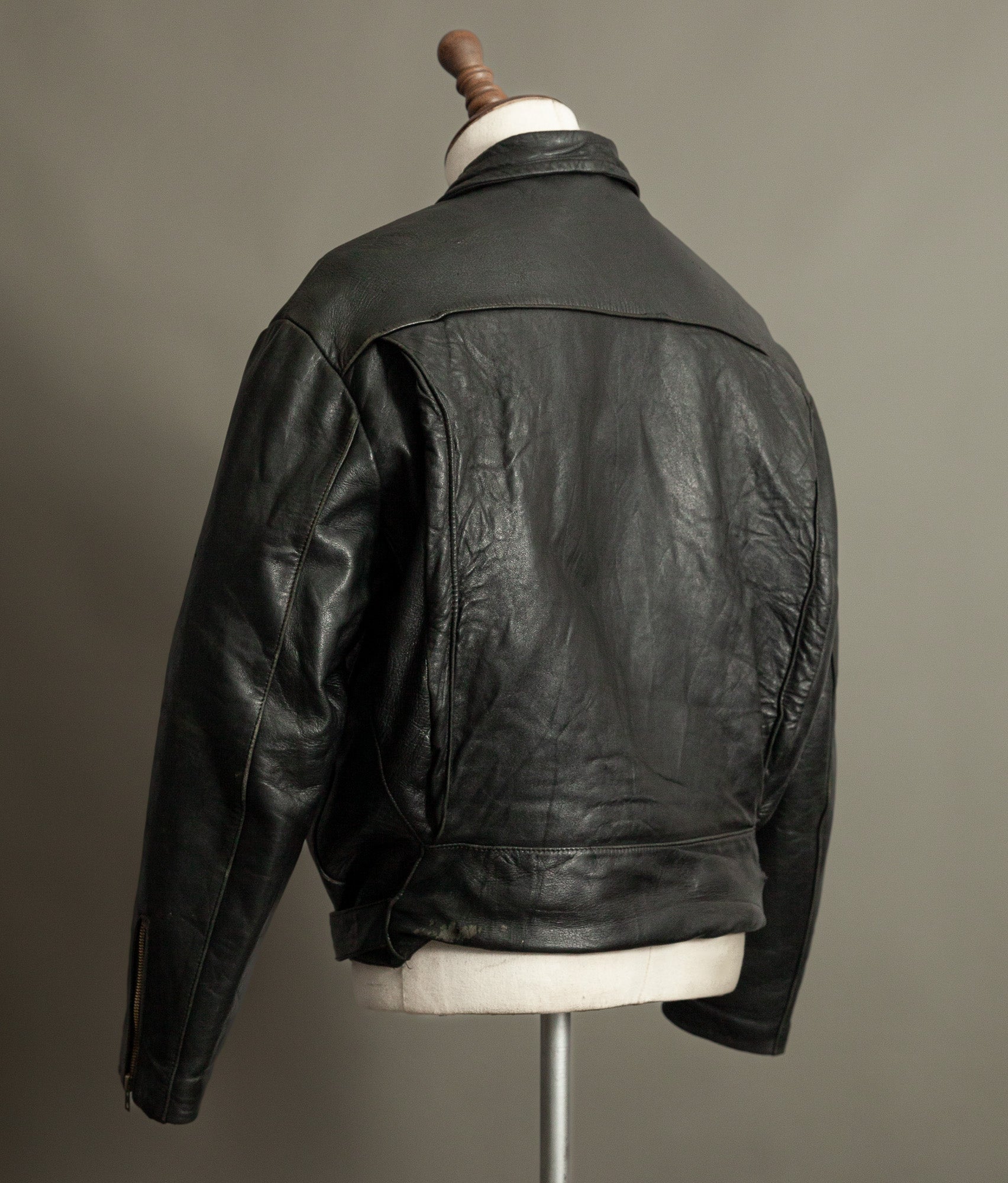 Vintage 1950s French Leather Motorcycle Jacket Éclair Zippers