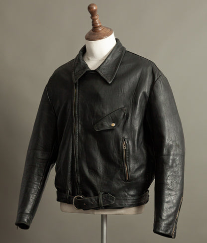 Vintage 1950s French Leather Motorcycle Jacket Éclair Zippers