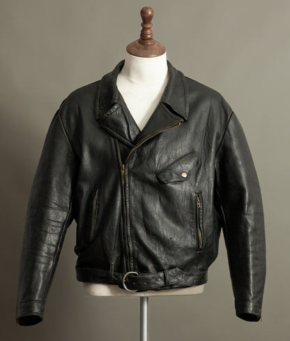 Vintage 1950s French Leather Motorcycle Jacket Éclair Zippers