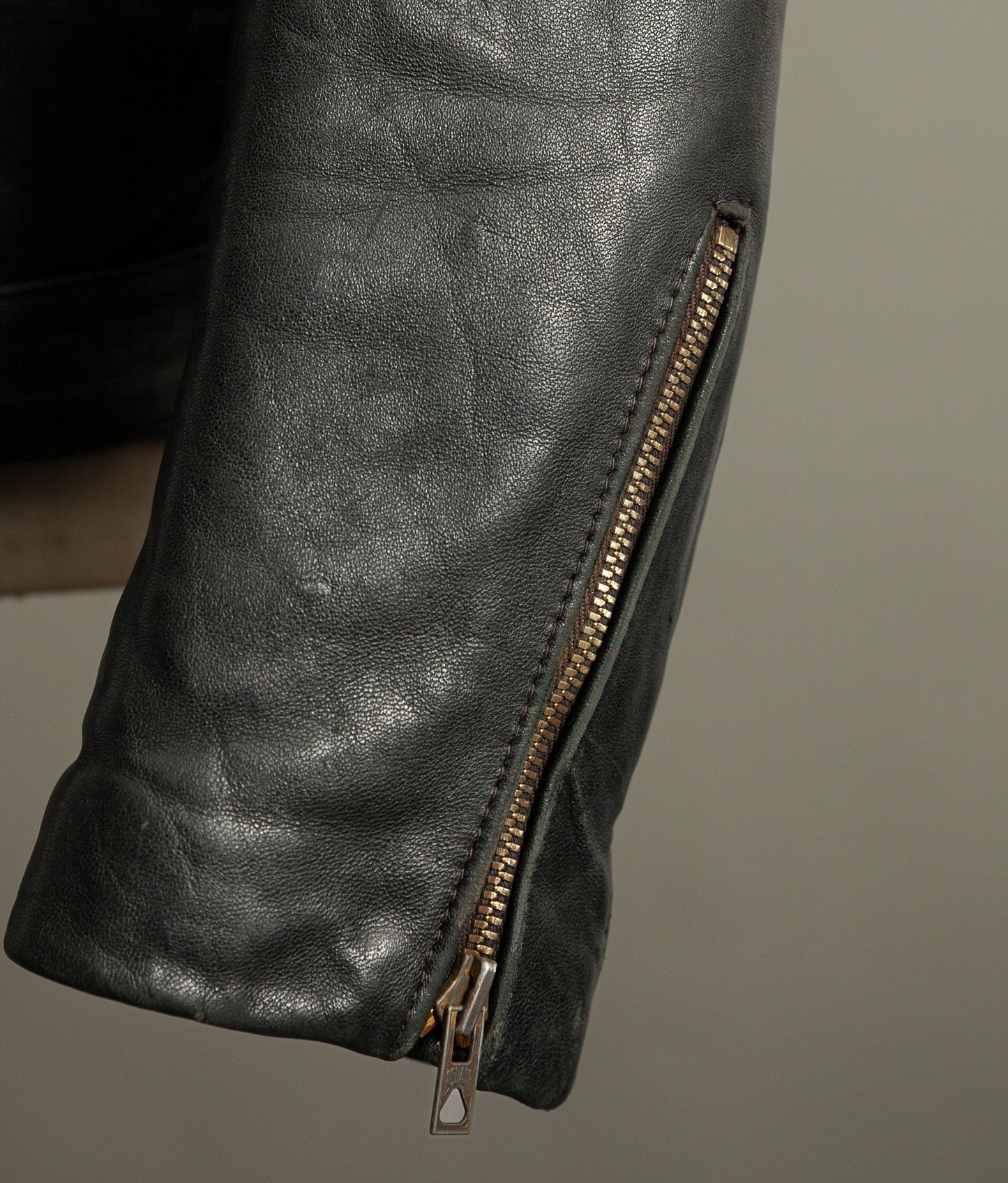 Vintage 1950s French Leather Motorcycle Jacket Éclair Zippers