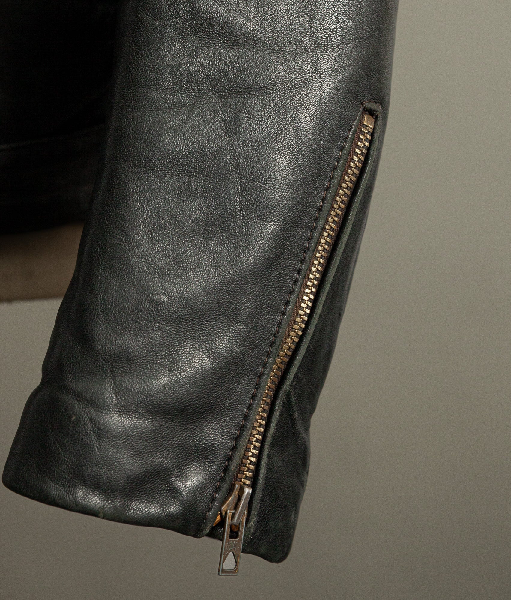 Vintage 1950s French Leather Motorcycle Jacket Éclair Zippers