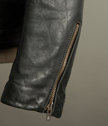 Vintage 1950s French Leather Motorcycle Jacket Éclair Zippers