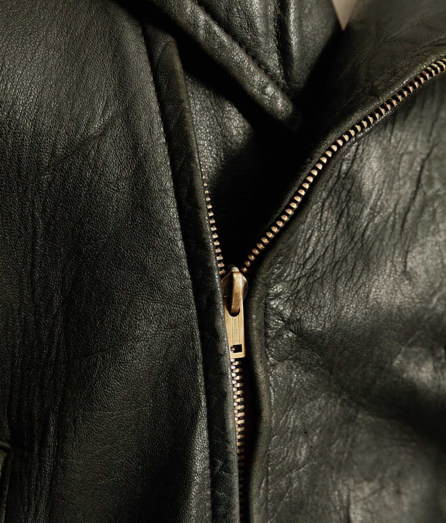 Vintage 1950s French Leather Motorcycle Jacket Éclair Zippers