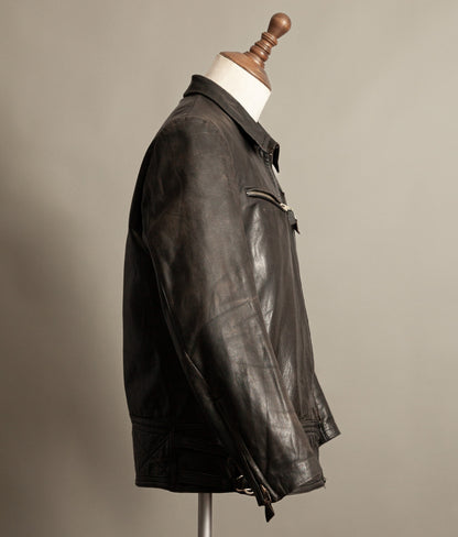 Vintage 1950s Austrian Motorcycle Police Leather Jacket RITSCH Hardware