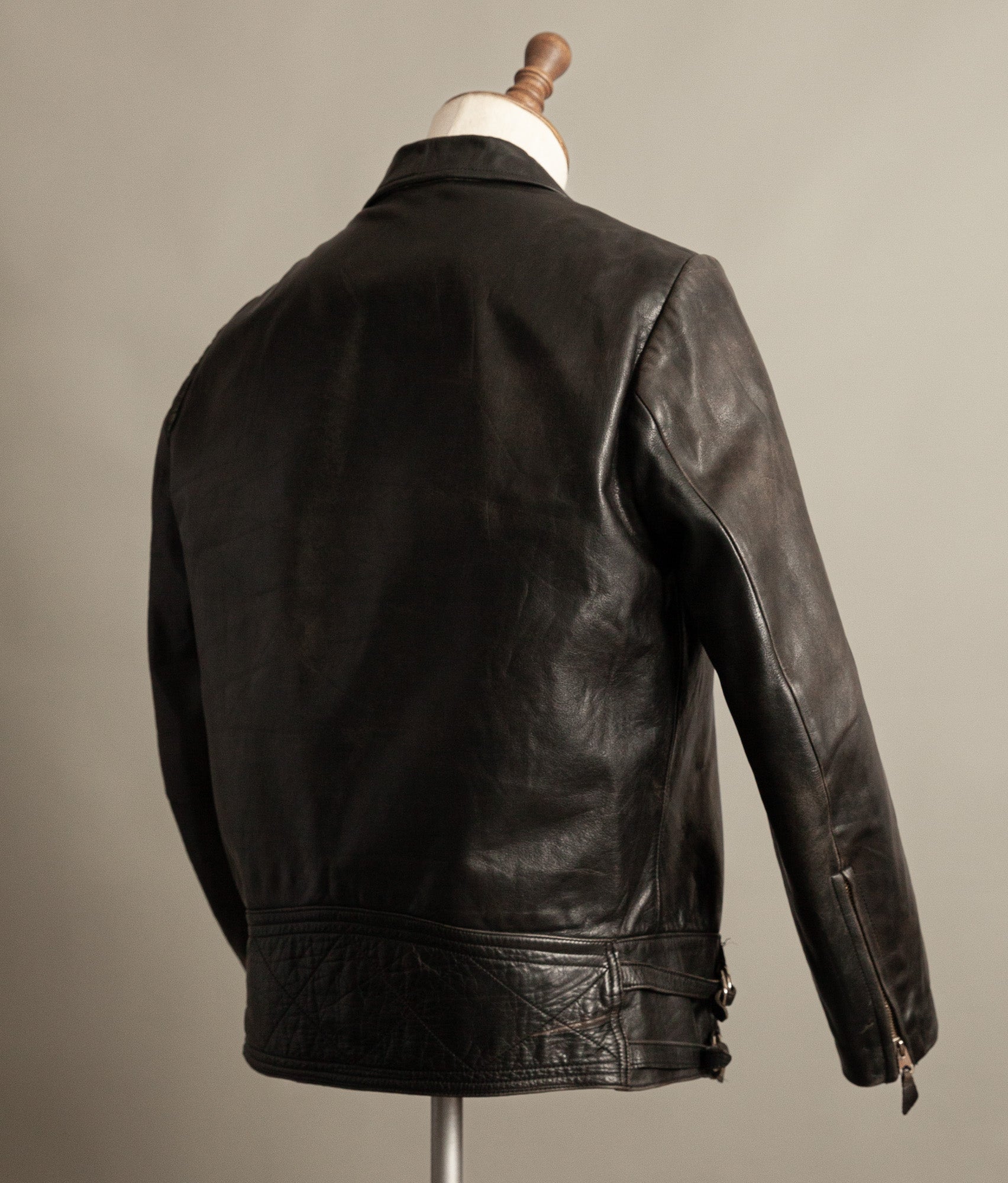 Vintage 1950s Austrian Motorcycle Police Leather Jacket RITSCH Hardware