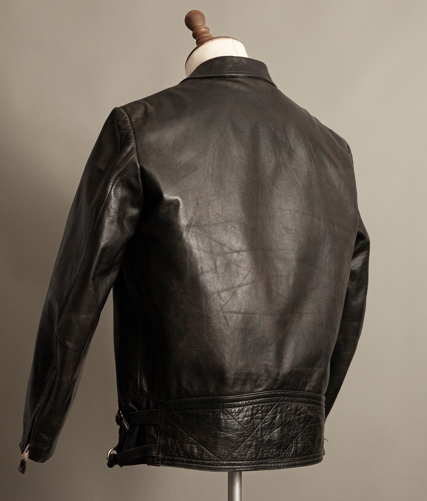 Vintage 1950s Austrian Motorcycle Police Leather Jacket RITSCH Hardware