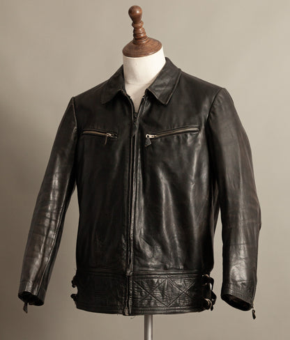 Vintage 1950s Austrian Motorcycle Police Leather Jacket RITSCH Hardware