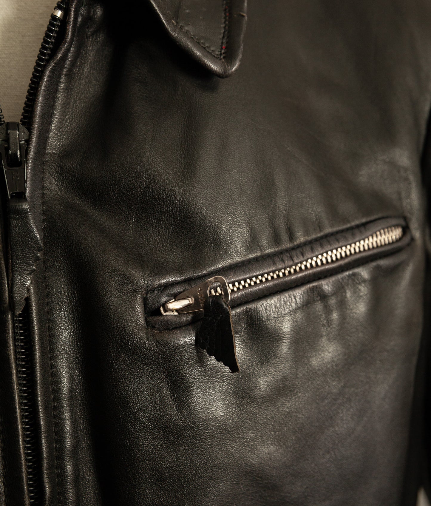 Vintage 1950s Austrian Motorcycle Police Leather Jacket RITSCH Hardware