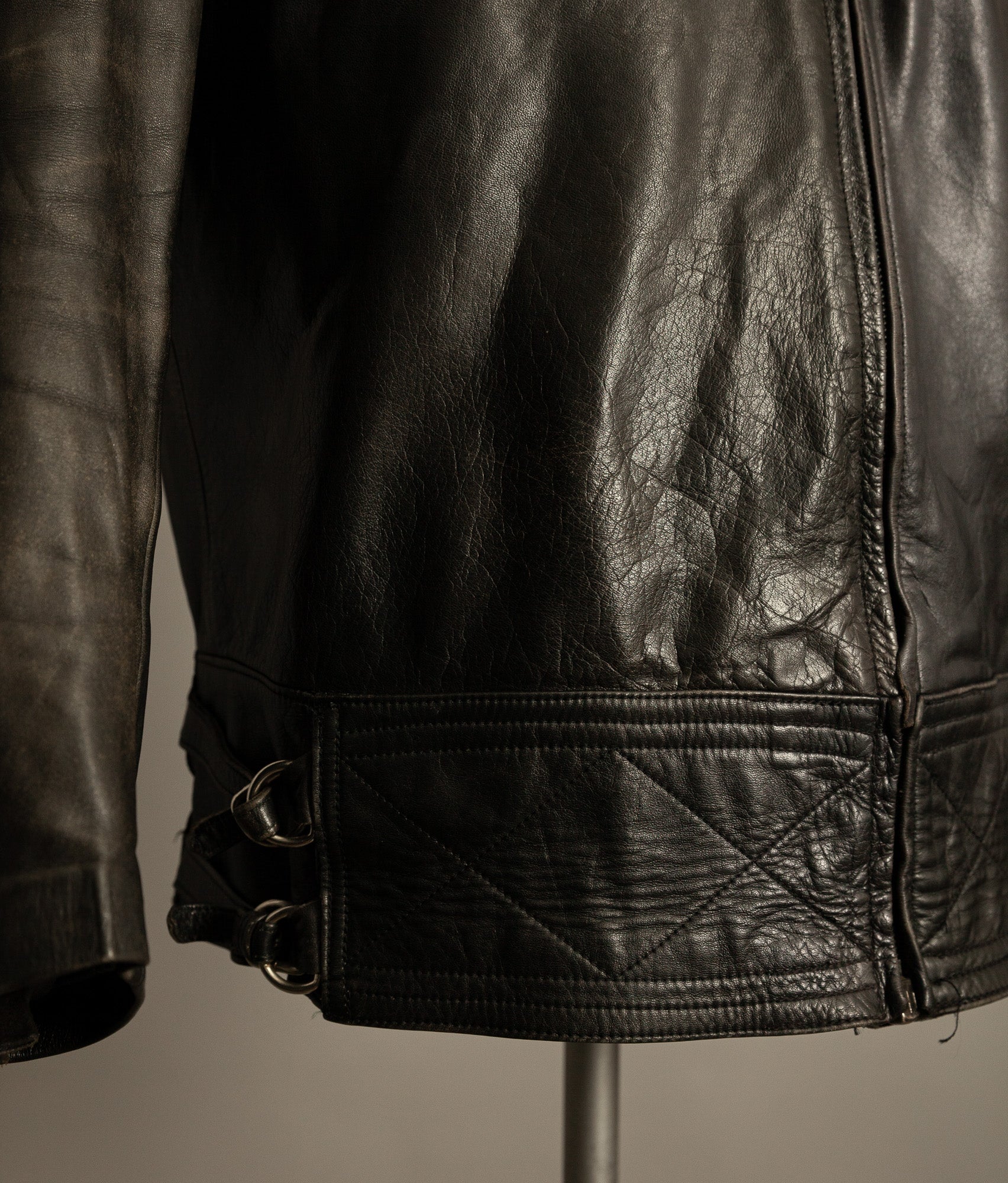Vintage 1950s Austrian Motorcycle Police Leather Jacket RITSCH Hardware