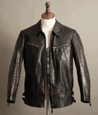 Vintage 1950s Austrian Motorcycle Police Leather Jacket RITSCH Hardware