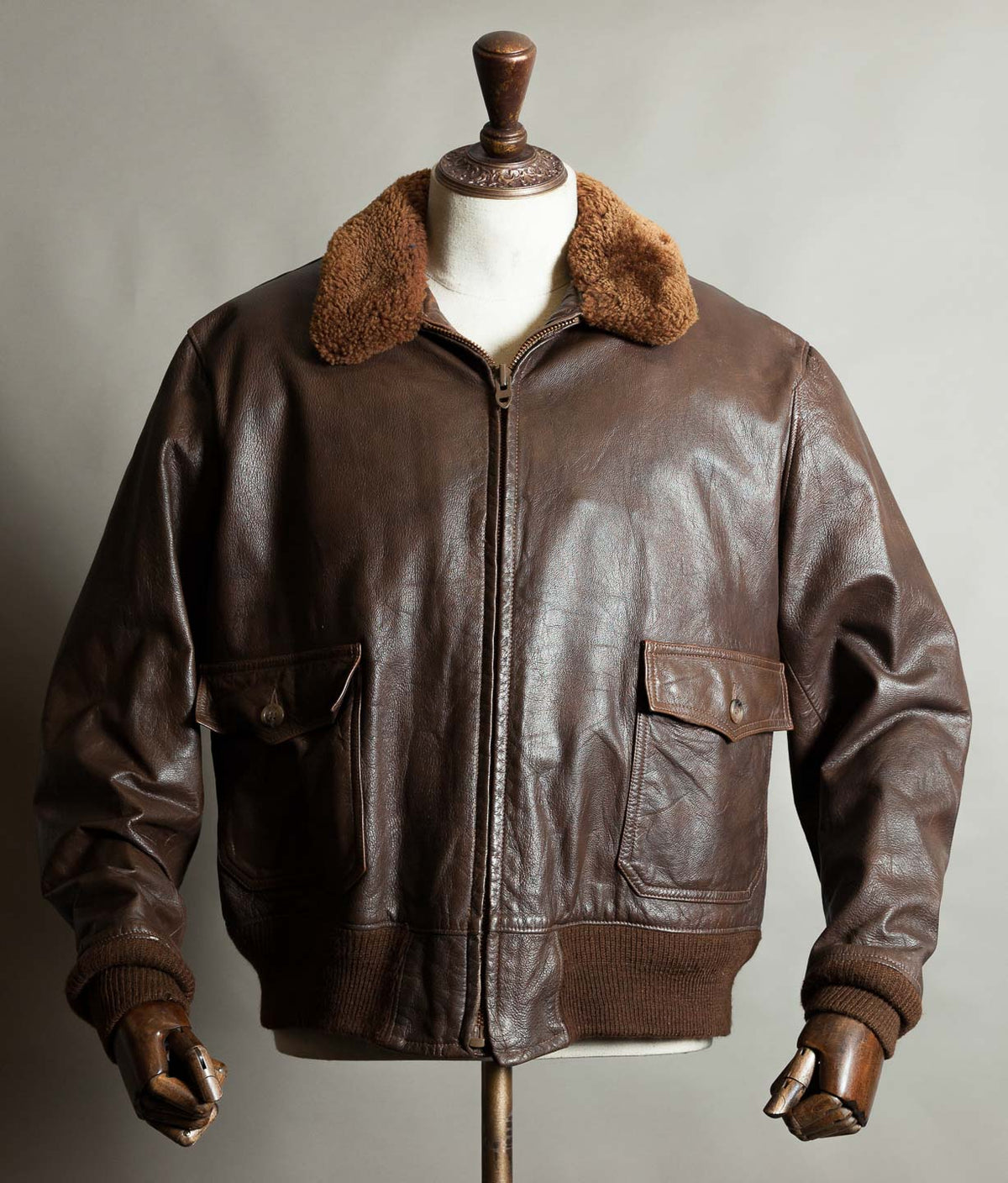 Vintage 1970s Gokey's G-1 Style Goatskin Flying Jacket, Mouton Collar