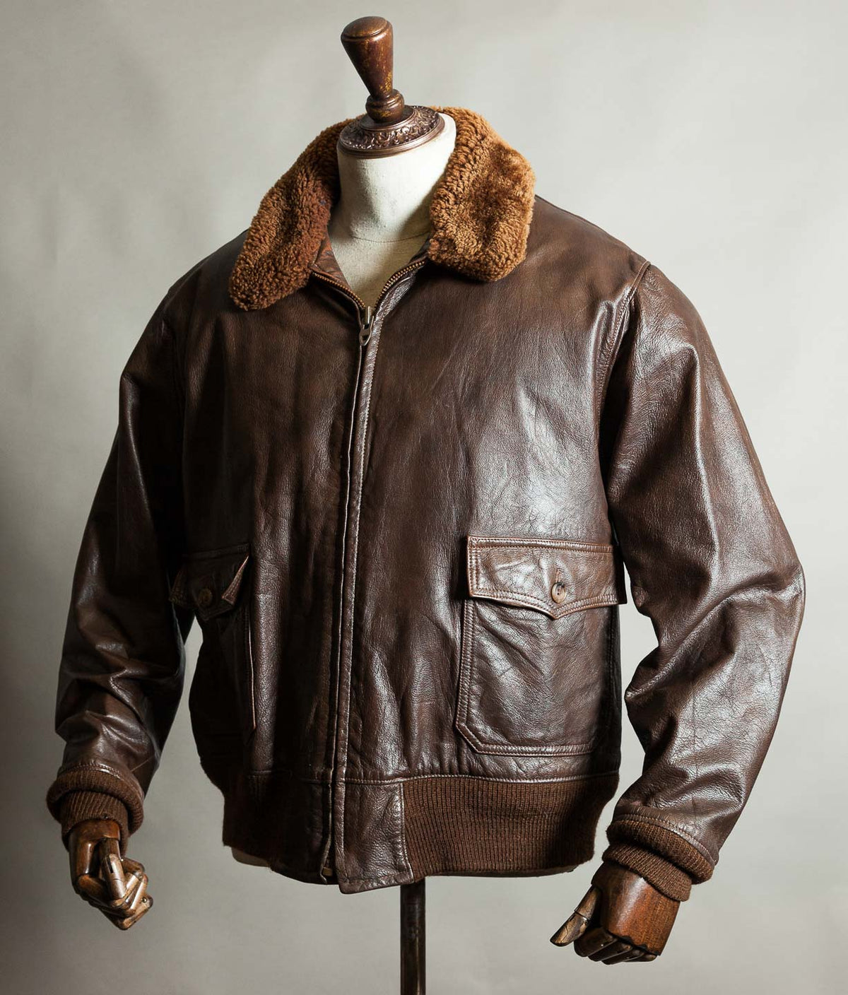 Vintage 1970s Gokey's G-1 Style Goatskin Flying Jacket, Mouton Collar